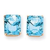 14k 12x10mm Emerald Cut Blue Topaz earring XE70BT