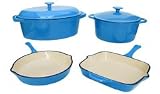 Classic 6-Piece Enamel Cast Iron Fance Blue Cookware Set