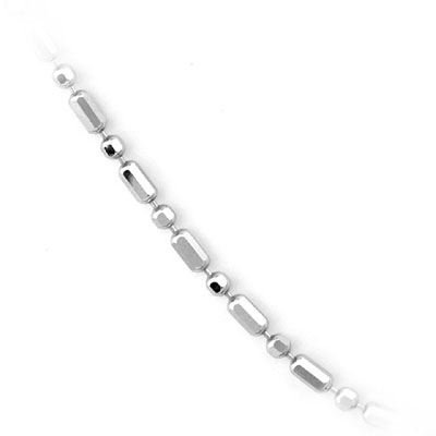 14k White Gold 1.2mm Bar & Bead Chain Necklace - 16\