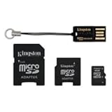 Kingston Mobility Kit - 4 GB microSDHC Flash Memory Card with SD and miniSD ....
