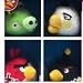 King Pig, Blue & Red & Yellow Birds: ~3" Angry Birds 4 Mini-Plush Pack Series (No Sound)_s-1