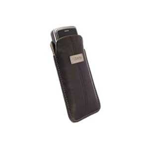 Krusell Large Luna Slim Leather Pocket Pouch for iPhone 4, Blackberry Curve 3G, HTC Desire, Sony Ericsson Xperia X10 and others (Brown/Sand)