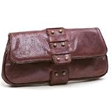 KALE Weyman Metallic Suede Clutch, Oxblood