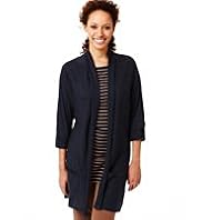 Open Front Longline Cardigan with Linen