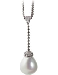 18K White Gold Fine Drop South Sea Cultured Pearl And Diamond Necklace