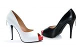451 Pam 4.5 Inch Peep Toe Patent Snake Pump With .75 Platform, by Ellie Shoes