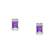 Genuine Amethyst & Diamond Stud Earrings made of 14K White Gold