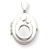 14k White Gold Oval Mother & Child Locket