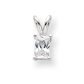Buy 18in White-plated 7mm x 5mm Emerald Cut Wht CZ Necklc 18 In by JewelryWeb