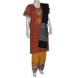 Salwar Suits Printed Embroidered Cotton Multicolored Womens Dress Size L (slk381b)