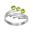 Sterling Silver Fashion Toe Ring with Three Peridot CZs - 2mm Band Width
