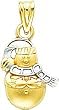 14K Two Tone Gold Snowman Pendant