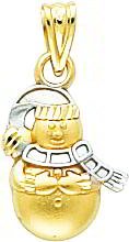 14K Two Tone Gold Snowman Pendant