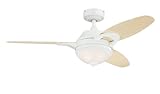 Westinghouse Lighting 7869100 Arcadia Two-Light 46-Inch Reversible Three-Blade Indoor Ceiling Fan, White with Frosted White Alabaster Glass