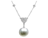 Natural South Sea Drop Pearl & Diamond Pendant in 14kt White Gold