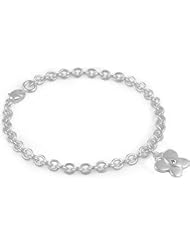 Toddlers And Children Silver Diamond Butterfly Charm Bracelet (6 1/2 In)