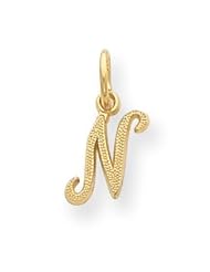 14k Gold Initial N Charm