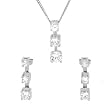 Necklace and Earrings Set with Clear CZ and Rhodium Plated Sterling Silver