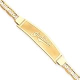 14K Cleveland Indians Lg Satin Id Bracelet W/Anchor Link