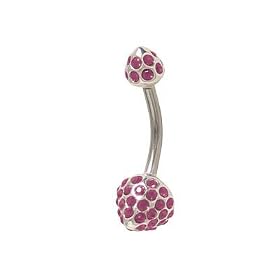 Unique Belly Button Ring with Purple Jewels