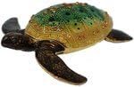 Nature Keepsake Box, Trinket Box, Painted, Green Sea Turtle. Gemstone Decoration. Magnetic Closure. 3" X 3". Comes in Gift Box.