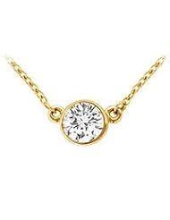 14K Yellow Gold : Bezel Set Round Diamond Solitaire Pendant - 0.25 CT. TW.