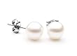 AAA Quality Round 7.5-8mm Akoya SaltWater cultured White Pearl Earrings with 18K White Gold Mount