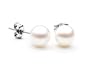 AugustinaJewelry AAA Quality Round 7.5-8mm Akoya SaltWater cultured White Pearl Earrings with 18K White Gold Mount