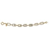 14k Gold 7.5 Link Bracelet with Emerald-Cut Rectangular Champagne Colored Swarovski Crystals By...