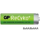 GP RECYKO ALWAYS READY NiMH Rechargeable battery package: 8 AA 2100 mAh + 8 AAA 850 mAh