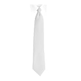 New Boys Solid Color White Clip On 14" Neck Tie