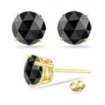 1.50 Cts Black Diamond Stud Earrings in 18K Yellow Gold