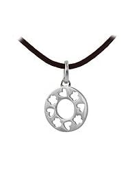 Child & Teen Silver Star & Heart Cutout Pendant Leather Cord Necklace (16 in)