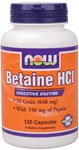 Betaine HCL by NOW Foods - Digestive Support (648 mg - 120 Capsules)