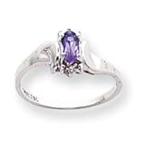 14k White Gold .01ct Diamond and Amethyst Birthstone Ring - JewelryWeb