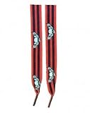 Outer Rebel Fashion Shoelaces- Black & Red Stripe with Winged Skulls