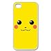 Pikachu Cute Yellow Pokemon WHITE Sides Slim HARD Case Skin Cover for iPhone 4 4G