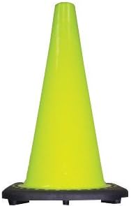 JBC 18" Lime PVC Revolution Series 1-Piece Traffic Cone With Black Base