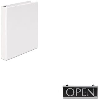 KITUNV20962USS4246 - Value Kit - Headline Signs Century Series Reversible Open/Closed Sign (USS4246) and Universal Round Ring Economy Vinyl View Binder (UNV20962)