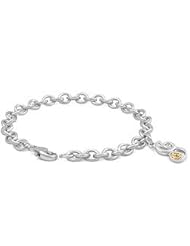 6 3/4 In Silver & 14K Gold Diamond Initial I Charm Bracelet For Girls