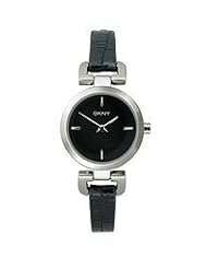 DKNY Silver-Tone Black Python Print Leather Womens watch #NY8878