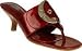 Stylish, bold, and very comfortable, these slide thong dress sandals from Dr. Scholl's Original are definitely your sign. Smooth leather upper in a wide banded slide thong style, with contrast colored stitching accents, a rolled toe thong post, and a large, bold polished metal round buckle front. Smooth lining, with a cushy dress style topsole and a rounded toe. Flexible outsole with a traction patterned sole, and a tapered 2 inch dress high heel.