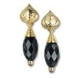 18k Gold Plated Hammered Faceted Lapis-Lazuli & Garnet Earrings