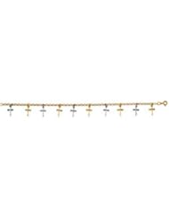 CleverEves 14K Yellow Gold White Gold 10 Cross 10 Cross Bracelet Two Tone
