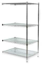 Storelogic 2HGL2 Shelving, Add-On, H 74, W 48, D 24, Chrome