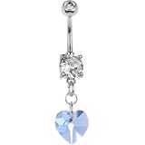 Austrian Crystal Heart March Birthstone Belly Ring