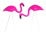 2 small Pink FLAMINGO mini Lawn Ornaments YARD art decor NEW