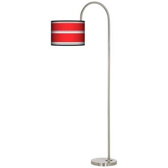 Red Stripes Arc Tempo Giclee Floor Lamp