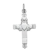 Genuine IceCarats Designer Jewelry Gift Sterling Silver Claddagh Cross Pendant. 23.00X15.00 Mm Claddagh Cross Pendant In Sterling Silver