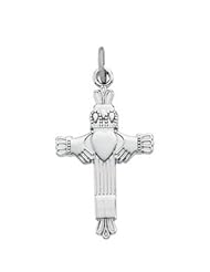 Sterling Silver Claddagh Cross Pendant 23.00X15.00 MM